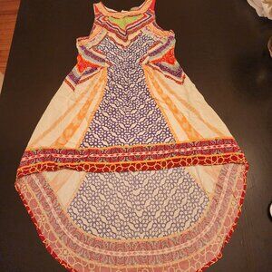 Flying Tomato Multicolor High-Low Boho Tunic/Dress‎ Lace Back & Vibrant Print